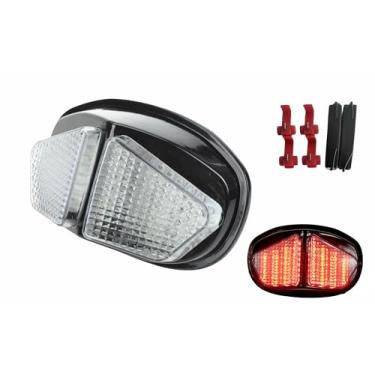 Imagem de TOPZONE Adequado para Triumph 2004-2008 DAYTONA 600 e 650; Luz traseira de freio da lâmpada traseira de LED + indicadores de seta integrados integrados (transparente)