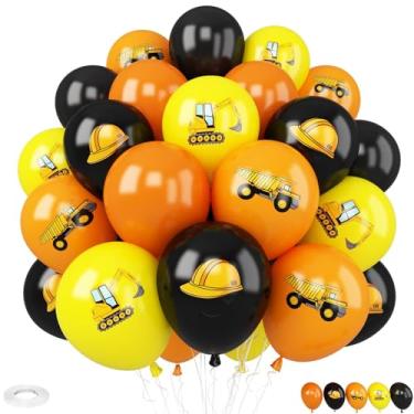Imagem de Construction Balloons,30Pcs 12inch Yellow Orange Black Printed Works Latex Balloon for Children Construction Them Party Birthday Baby Shower Dump Truck Party Decorations