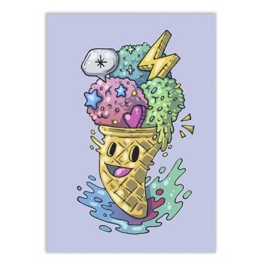 Imagem de Placa Decorativa Grafite Arte De Rua Ilustração Sorvete Decoração Poster Quarto Sala