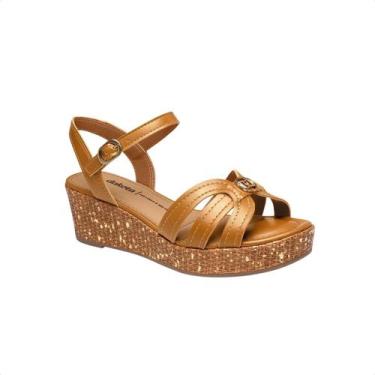 Imagem de Sandalia Feminina Anabela Salto Médio Dakota, Tan, 37
