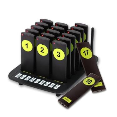 Imagem de Sistema de Pager para Restaurante WNKRUN - 18 Pagers | Alcance: 600m | Sistema de Chamada sem Fio com Vibração, Luz e Alerta Sonoro para Food Truck, Cafeteria e Hote