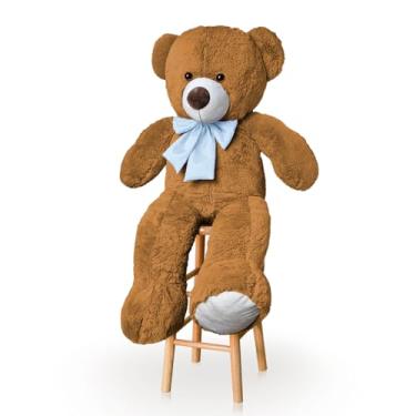Imagem de Urso De Pelúcia Gigante 1M Com Laço Para Decoração Presente Amor (Mel Com Azul BB)