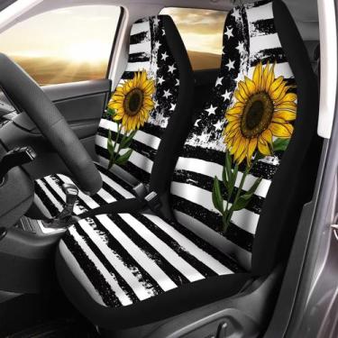Imagem de Conjunto de capas de assento de carro Gearider Sunflower Black White 2