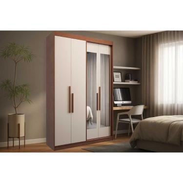 Imagem de Guarda Roupa Solteiro 4 Portas (2 C/ Espelho) E 2 Gavetas Ph 1805 Carvalho/off White - Herval
