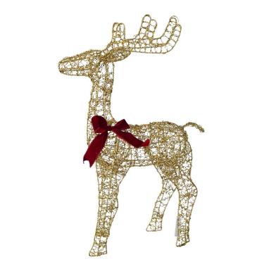 Imagem de Rena Aramada Com Led Revestida Com Mini Lantejoulas - Glitter 58cm