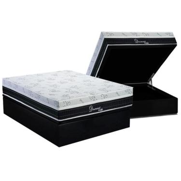 Imagem de Cama Box Baú Casal: Colchão Molas Masterpocket Ensacadas Polar Diamond + Base Crc Suede Black (138x188)