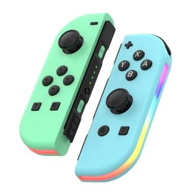 Imagem de Waillynice Controle RGB sem fio para Switch/OLED, sensor de movimento de vibração, Bluetooth, tipo C, 12 opções de cores (Animal Crossing)