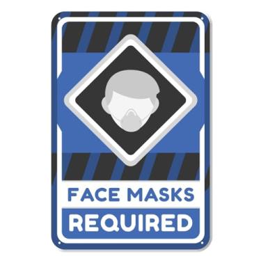 Imagem de Máscaras faciais necessárias aviso EPI sinal - 20 x 30 cm PVC sinal de segurança - placa de PVC premium para local de trabalho armazém local de trabalho regulação OSHA - à prova de intempéries