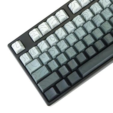 Imagem de Molgria Contorno de teclas de linha, conjunto de 98 teclas personalizadas PBT Cherry Profile Double-Shot Light Shine-Through com impressão de face sul para teclado mecânico de jogos layout ANSI