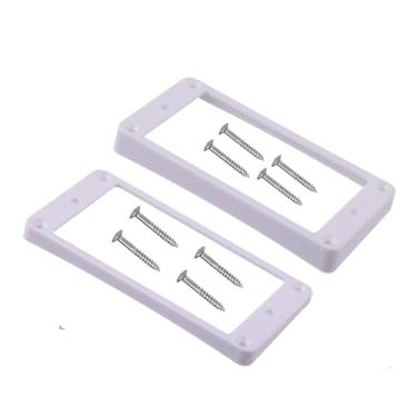 Imagem de DIAO79NI Conjunto de anéis de montagem Humbucker inferior curvado - Substituição de moldura de captador de ponte e pescoço compatível com guitarra elétrica Les Paul LP Style (branca)