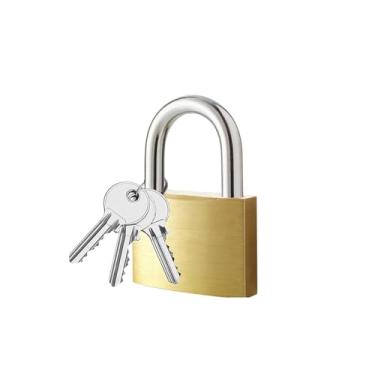 Imagem de Cadeado de latão sólido com chave, cadeados de armário de academia, fechadura com corpo de 50 mm de largura, para interior, portão, garagem, armazém, cerca