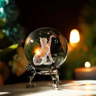 Imagem de Bola De Cristal 3D De 60mm Com Figura De Animal Gravada a Laser, Ornam