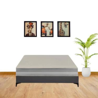 Imagem de Capa Colchão Casal Queen Malha Gel com ziper cor lisa - Genérica, Cinz