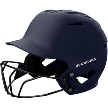 Imagem de EvoShield Capacete de rebatedor fosco XVT 2.0 com máscara facial - azul-marinho, grande/GG