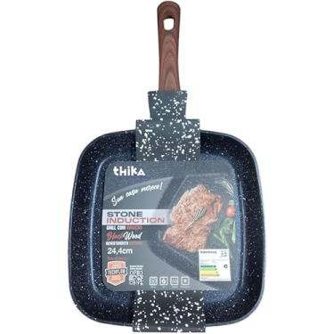 Imagem de Frigideira Grill Quadrada 24,4cm Antiaderente TechFlon para Indução, Gás, Elétrico e Vitrocerâmico – Alumínio Resistente com Cabo Blackwood