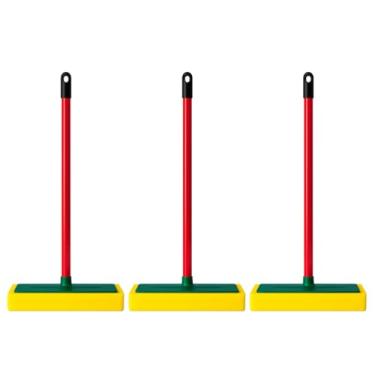 Imagem de Kit 3 Rodo De Espuma Passa Cera Esponja Esfregão Multiuso Para Pisos Frios E Madeira Limpeza Azulejo Limpa Superfícies Limpador Profissional Para Limpar Apartamento Com Cabo