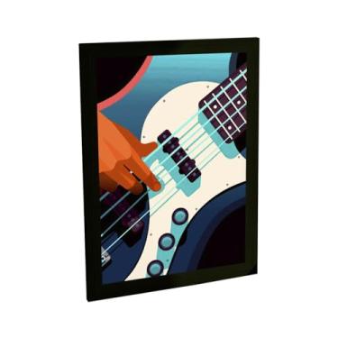 Imagem de Quadro Decorativo Guitarra Azul Ilustração Vetor Decoração Poster Quarto Sala