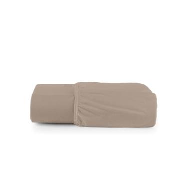 Imagem de Lençol com Elástico Malha 100% Algodão Avulso (Bege, Casal)