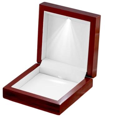 Imagem de ROMESIA Caixa de presente para colar com leve, elegante caixa de joias pequena de luxo com interior iluminado para apresentação e exibição de pulseira, brincos, correntes