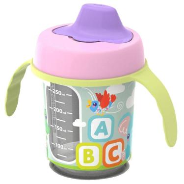 Imagem de Copo Infantil Transição Baby Rosa C Alça Visor Lateral 350Ml