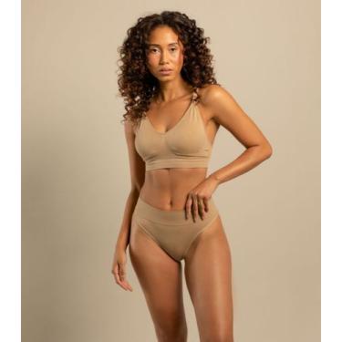 Imagem de Calcinha Tanga Cós Largo Sem Costura Basic Pro Bege, P, Bege
