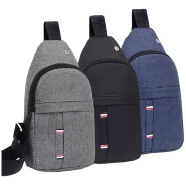 Imagem de Kit 2 Bolsa Mochila De Peito Tiracolo Pochete Bolsa Impermeável Transversal Masculina(Cor aleatoria)