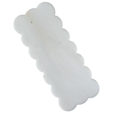 Imagem de Bandeja recortada de mármore natural, tábua de servir de 30,5 x 12,7 cm, bandeja de mármore de pedra recortada para decoração de bancada de banheiro, tábua de cortar cozinha para exibição de queijo