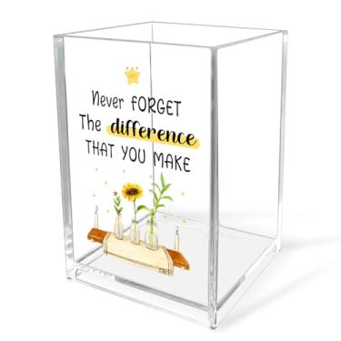 Imagem de Porta-lápis de acrílico para mulheres – Porta-canetas de acrílico transparente, organizador de mesa, melhor colega de trabalho, professor, amigos, presentes para Natal, Natal, Dia dos Namorados, casa