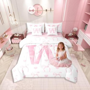 Imagem de Conjunto de edredom infantil de laço rosa com lençóis, cama de princesa sonhadora em uma bolsa para quarto de crianças, meninas, mulheres, conjunto de cama de 7 peças, conjunto de cama com laço de