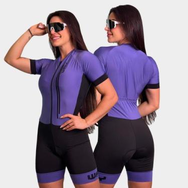 Imagem de Macaquinho de Ciclismo Way Air Pro Lilás Escuro Manga Curta Forro Gel 