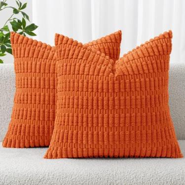 Imagem de Capa de travesseiro MIULEE Orange Corduroy 50x50cm Pacote com 2