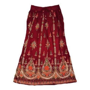 Imagem de Saia Indiana Cigana de Lantejoula - Azul Escuro GG - Neha, P, Bordô