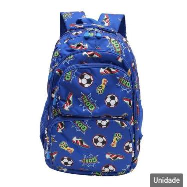 Imagem de Mochila Juvenil 18'' 46cm Futebol Azul - Tudo em Caixa