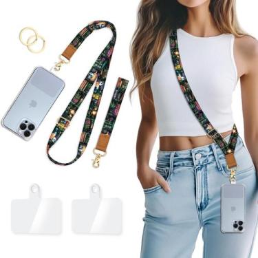 Imagem de Cordão de telefone, alça tiracolo, Piefly Goth Bookshelf Skull