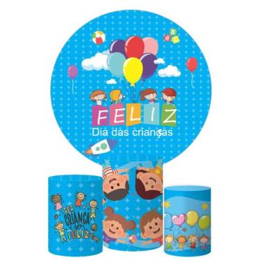 Imagem de Trio de Capas para Cilindros e Painel Redondo Tema Dia das Crianças Ve