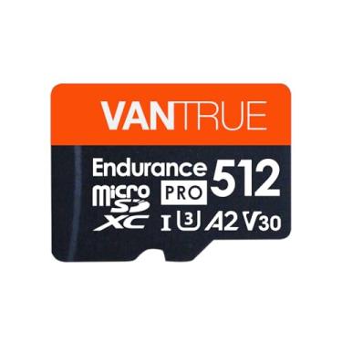 Imagem de Vantrue Cartão SD de monitoramento de transferência de alta velocidade microSDXC UHS-I U3 4K UHD de 512 GB com adaptador para câmeras de painel, câmeras corporais, câmeras de ação, câmeras de