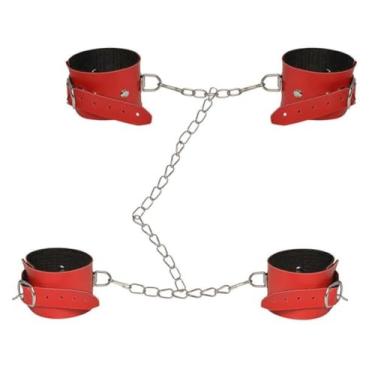 Imagem de Algema E Tornozeleira Com Corrente Acessório BDSM com Algema e Tornozeleira, Corrente DX509 (VERMELHO)