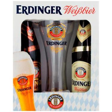 Imagem de Cervejas Erdinger Kit 2 Garrafas Tradicional + 1 Copo Personalizado