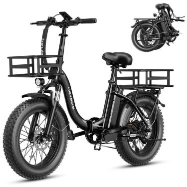 Imagem de Bicicleta Elétrica Dobrável Heybike Ranger 2.0, Motor Pico 1400W, Bateria 600Wh, Pneus Fat 20", Suspensão, Step-Thru, 7 Marchas, PRETA