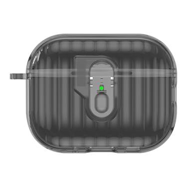 Imagem de GANGANPRO Capa de fone de ouvido compatível com Airpods Pro 3, capa protetora completa à prova de choque em forma de concha com porta-chaves - cinza