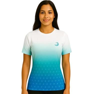 Imagem de Baby Look Feminina Summer Pro Branca e Verde - Anti Odor + Proteção UV 50°C-Feminino