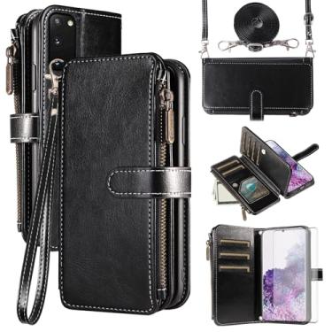Imagem de Asuwish Capa de celular para Samsung Galaxy S20 5G 6,2 polegadas com protetor de tela de vidro temperado e cordão com zíper carteira porta-cartão suporte suporte acessórios de celular S 20 20S UW S2O