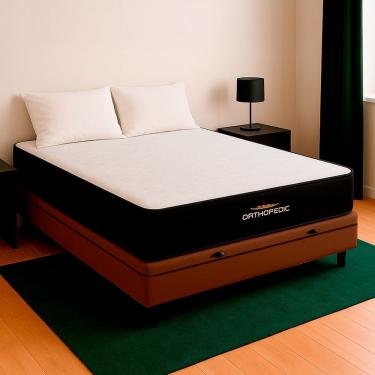 Imagem de Cama Box Baú Casal Orthopedic Bravus com Colchão Espuma D33 Marrom V Store