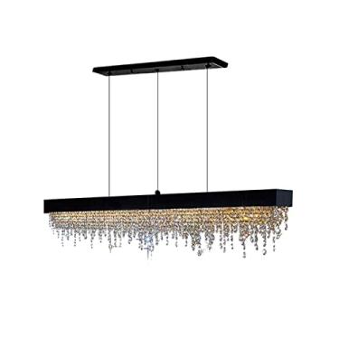 Imagem de Lustres, Cristais, Moderno, Retângulo, Lightiof Sala de Jantar, Cromado, LED, Pendurado, Decoração de Casa, Luz de Cozinha de Cristal