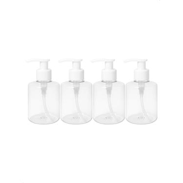 Imagem de Kit 4 Saboneteira Pump Refil Frasco Cilindrico 250ml Creme Shampoo Sabão Liquido Sabonete
