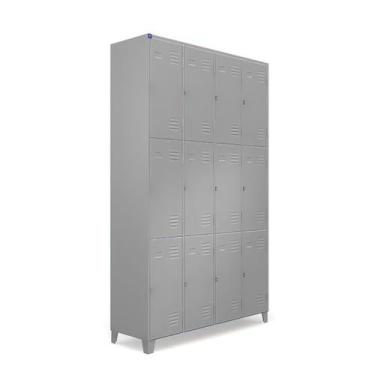 Imagem de Armário Roupeiro 12 Portas Locker De Aço Vestiário Cinza - CONEXÃO OFF