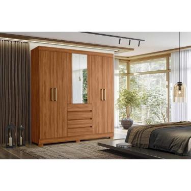 Imagem de Guarda Roupa Casal 6 Portas (2 C- Espelho) E 4 Gavetas ópera Nogueira Touch - Demóbile