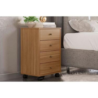 Imagem de Mesa De Cabeceira Solteiro Presence C- 4 Gavetas Amêndola Touch - Demóbile
