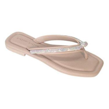 Imagem de Rasteirinha Rasteira Feminina Confortável Strass Elegante moda bloguei