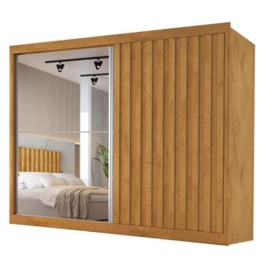 Imagem de Guarda Roupas Casal 2 Portas de Correr com Espelho Ripado 100% MDF 4 G
